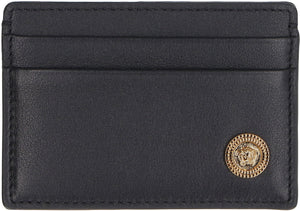 Medusa Biggie logo detail leather card holder-1